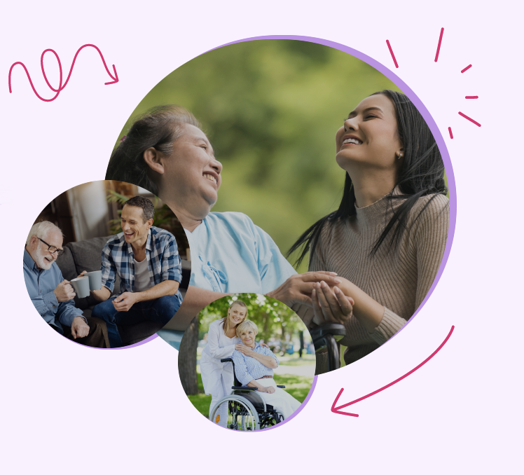 MeddyCare hero image with caregivers and elderly people